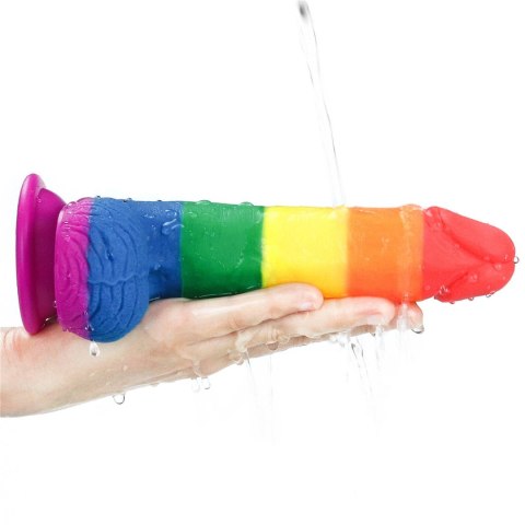 Dildo tęczowe giętkie silikonowe przyssawka 19,5cm Dildo tęczowe giętkie silikonowe przyssawka 19,5cm