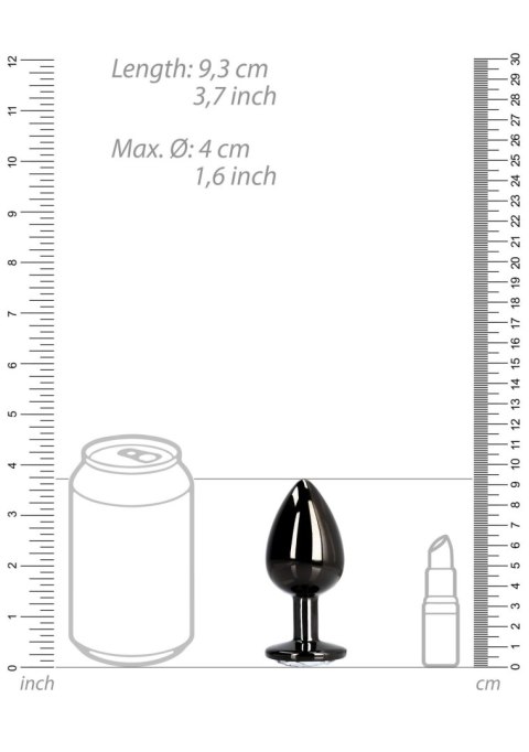 CZARNY METALOWY KOREK ANALNY PLUG Z DIAMENTEM 9,3 CM WODOODPORNY CZARNY METALOWY KOREK ANALNY PLUG Z DIAMENTEM 9,3 CM WODOODPORNY