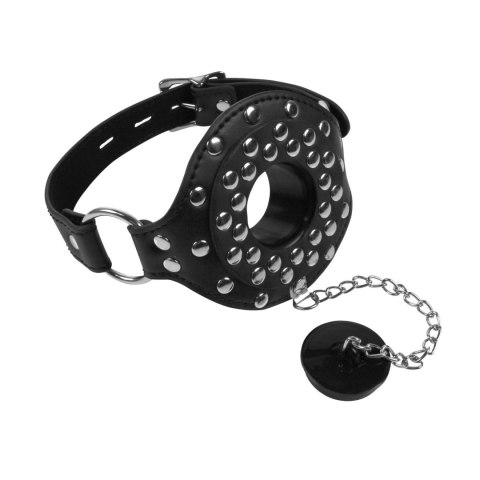 SKÓRZANY CZARNY KNEBEL Z CWIEKAMI I OTWOREM Z ZATYCZKĄ BDSM OSTRY SEX SKÓRZANY CZARNY KNEBEL Z CWIEKAMI I OTWOREM Z ZATYCZKĄ BDSM OSTRY SEX