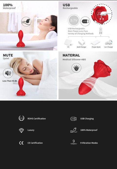 Korek analny z wibracją B - series Joy Rosenberg Red Korek analny z wibracją B - series Joy Rosenberg Red