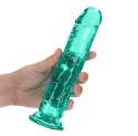Żelowe zielone dildo z przyssawką waginalne i analne 22 cm Żelowe zielone dildo z przyssawką waginalne i analne 22 cm