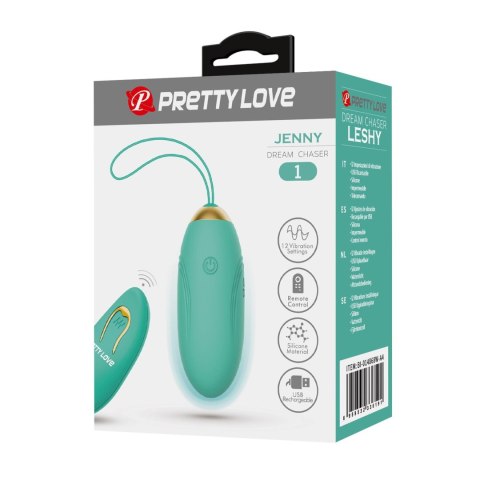 Wibrujące jajeczko -PRETTY LOVE - JENNY Dream chaser 1, Green, Wireless remote control 12 vibration functions Wibrujące jajeczko -PRETTY LOVE - JENNY Dream chaser 1, Green, Wireless remote control 12 vibration functions