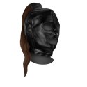 Mask with Brown Ponytail - Black Mask with Brown Ponytail - Black