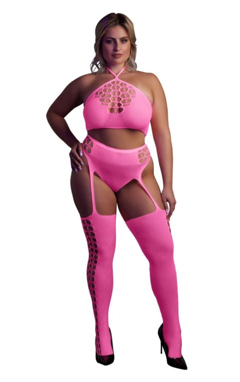 Two Piece with Crop Top and Stockings XL/XXXXL Two Piece with Crop Top and Stockings XL/XXXXL
