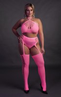 Two Piece with Crop Top and Stockings XL/XXXXL Two Piece with Crop Top and Stockings XL/XXXXL