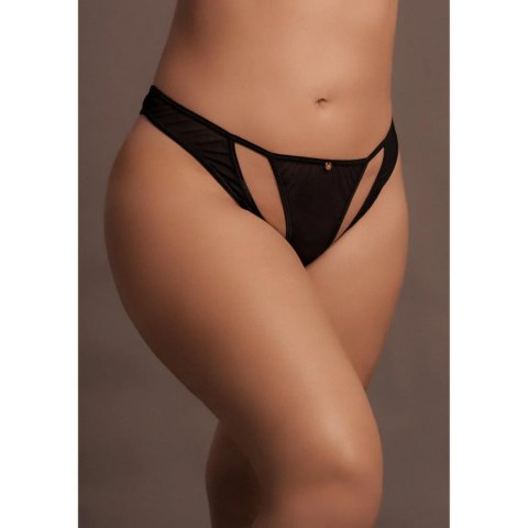 Milou - Elastic Mesh Brief with Open Crotch and Golden Details - Plus Size Milou - Elastic Mesh Brief with Open Crotch and Golden Details - Plus Size