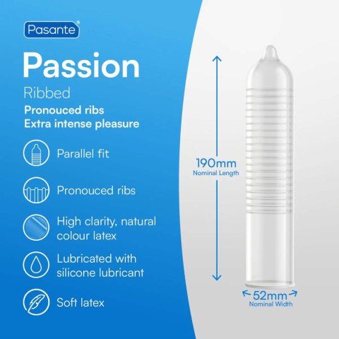 Pasante Ribbed/Passion Condoms 12 pcs Pasante Ribbed/Passion Condoms 12 pcs