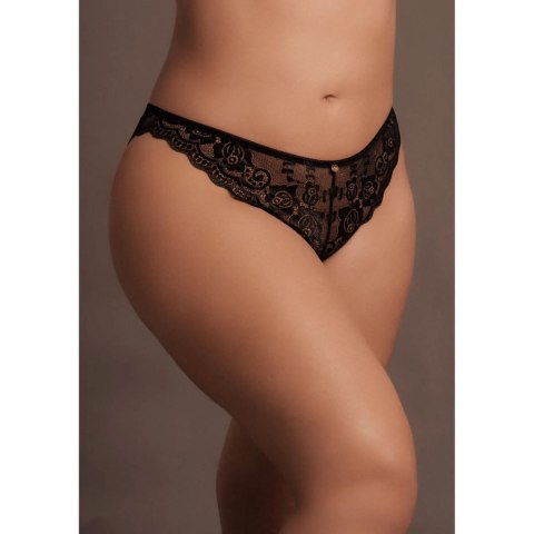 Zoe - Elastic Lace Brief with Back Lacing and Golden Details - Plus Size Zoe - Elastic Lace Brief with Back Lacing and Golden Details - Plus Size
