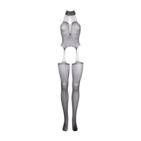 Suspender Fishnet Choker Bodystocking - One Size Suspender Fishnet Choker Bodystocking - One Size