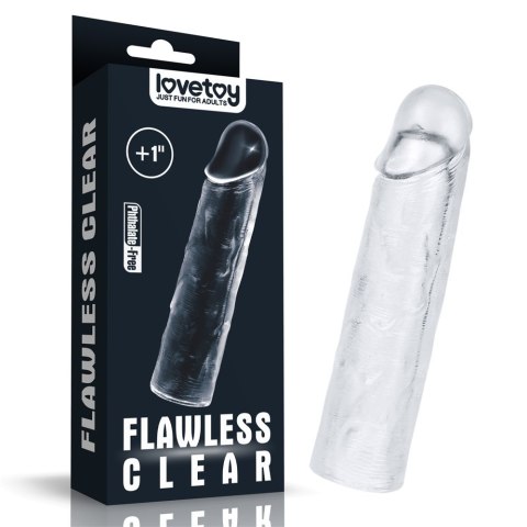 FLAWLESS CLEAR PENIS SLEEVE ADD 1'' 24-0115 FLAWLESS CLEAR PENIS SLEEVE ADD 1'' 24-0115