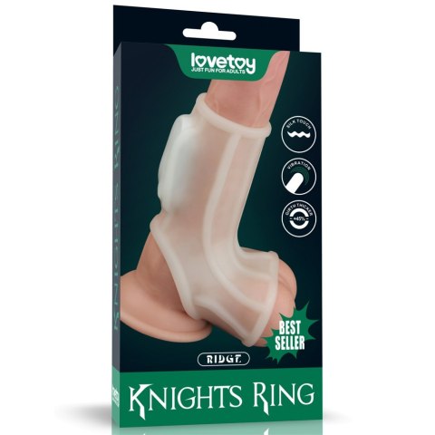 PIERŚCIEŃ NAKŁADKA VIBRATING RIDGE KNIGHTS RING WITH SCROTUM SLEEVE (WHITE) 24-0246 PIERŚCIEŃ NAKŁADKA VIBRATING RIDGE KNIGHTS RING WITH SCROTUM SLEEVE (WHITE) 24-0246