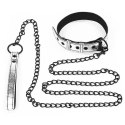 OBROŻA BONDAGE FETISH METALLIC PUP COLLAR WITH LEASH 24-0329