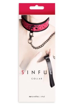 SINFUL Collar Pink – Obroża z Ciężką Smyczą