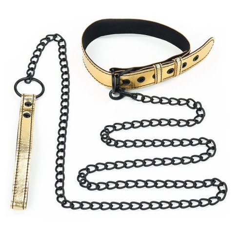 OBROŻA BONDAGE FETISH METALLIC PUP COLLAR WITH LEASH 24-0550 OBROŻA BONDAGE FETISH METALLIC PUP COLLAR WITH LEASH 24-0550