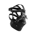 Head Harness with Zip-up Mouth and Lock – Black | Uprząż na głowę z zamkiem i kłódką