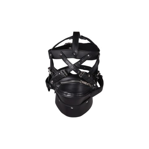 Head Harness with Zip-up Mouth and Lock – Black | Uprząż na głowę z zamkiem i kłódką Head Harness with Zip-up Mouth and Lock – Black | Uprząż na głowę z zamkiem i kłódką
