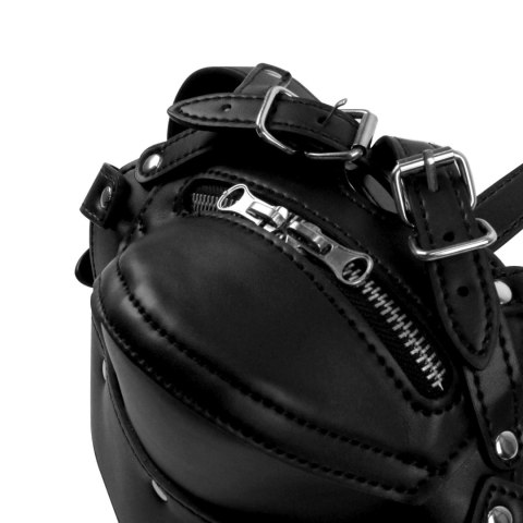 Head Harness with Zip-up Mouth and Lock – Black | Uprząż na głowę z zamkiem i kłódką Head Harness with Zip-up Mouth and Lock – Black | Uprząż na głowę z zamkiem i kłódką