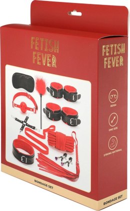 Fetish Fever – Bondage Set 10 pcs Red/Black – Zestaw do BDSM