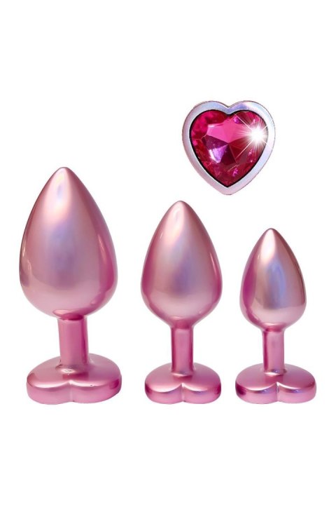 Gleaming Love Matte Pink Plug Set – Zestaw 3 korków analnych z kryształami Gleaming Love Matte Pink Plug Set – Zestaw 3 korków analnych z kryształami