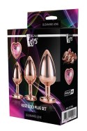 Gleaming Love Rose Gold Plug Set – Zestaw 3 korków analnych z kryształami w kształcie serca