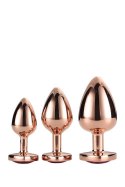 Gleaming Love Rose Gold Plug Set – Zestaw 3 korków analnych z kryształami w kształcie serca