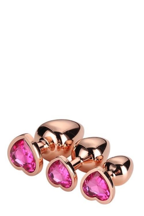 Gleaming Love Rose Gold Plug Set – Zestaw 3 korków analnych z kryształami w kształcie serca Gleaming Love Rose Gold Plug Set – Zestaw 3 korków analnych z kryształami w kształcie serca