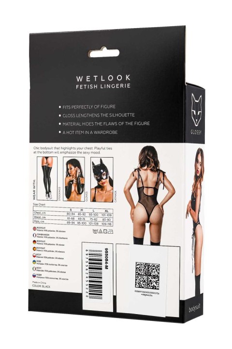 Glossy Amilia, bodysuit, wetlook, black, S Glossy Amilia, bodysuit, wetlook, black, S