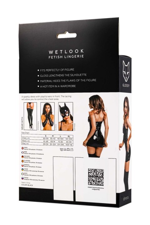 Glossy Mirabell, dress, wetlook, black, L Glossy Mirabell, dress, wetlook, black, L