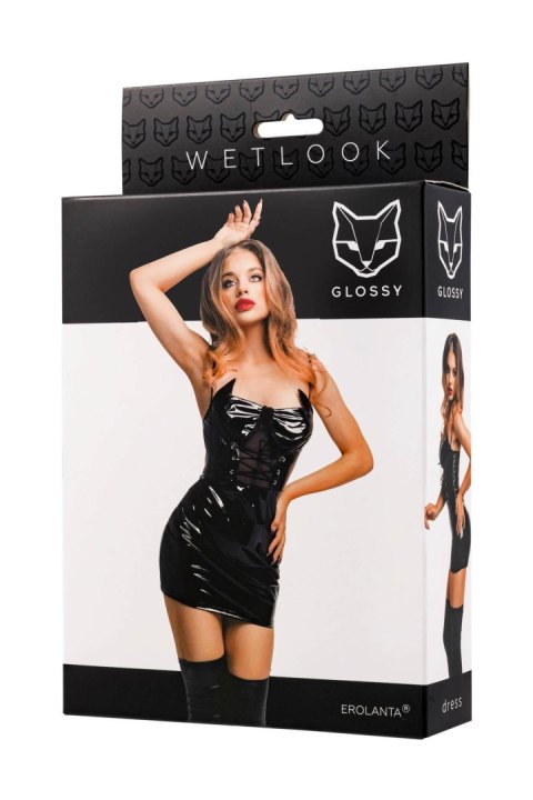 Glossy Mirabell, dress, wetlook, black, M Glossy Mirabell, dress, wetlook, black, M