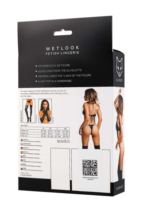 Glossy Reina, bodysuit, wetlook, black, M Glossy Reina, bodysuit, wetlook, black, M