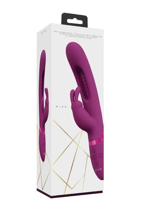 Mika – Triple Rabbit with G-Spot Flapping – Pink | Wibrator króliczek VIVE057 Mika – Triple Rabbit with G-Spot Flapping – Pink | Wibrator króliczek VIVE057