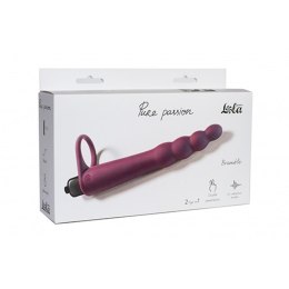 Strap-on Pure Passion Bramble Wine Red – silikonowy strap-on z wibracjami