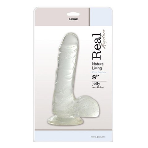 JELLY DILDO REAL RAPTURE CLEAR 8" – Realistyczne dildo z jądrami i przyssawką