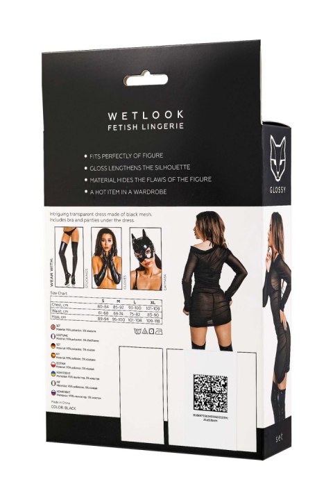 Glossy Sheril, set, wetlook, black, M Glossy Sheril, set, wetlook, black, M