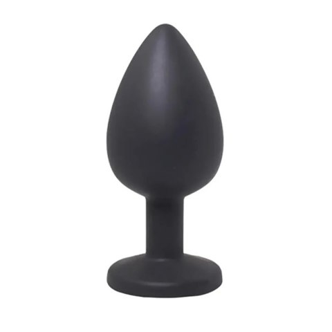 Black medium butt plug with white crystal Black medium butt plug with white crystal