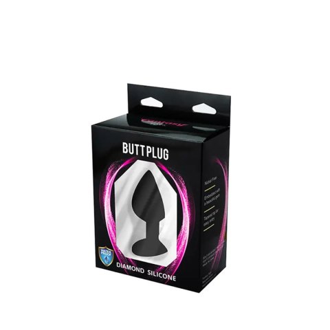 Black medium butt plug with white crystal Black medium butt plug with white crystal