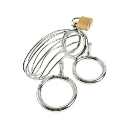 Cock Cage – stalowa klatka na penisa z zestawem pierścieni (12 cm)
