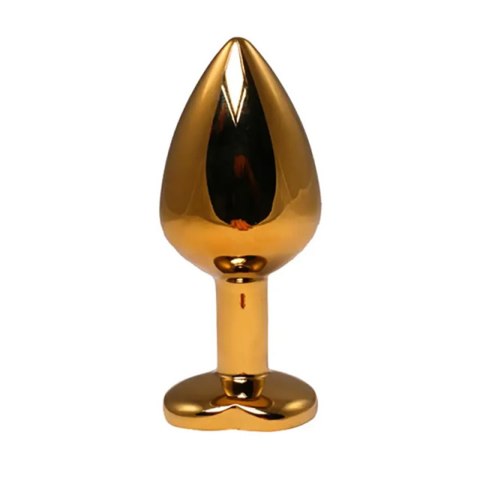 Gold medium heart-shaped butt plug with pink crystal Gold medium heart-shaped butt plug with pink crystal