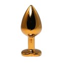 Gold medium heart-shaped butt plug with red crystal Gold medium heart-shaped butt plug with red crystal