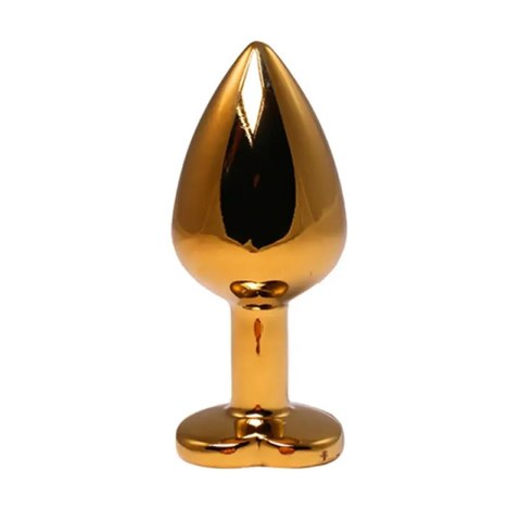 Gold medium heart-shaped butt plug with red crystal Gold medium heart-shaped butt plug with red crystal