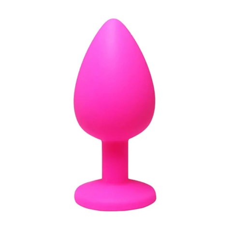 Pink medium butt plug with white crystal Pink medium butt plug with white crystal