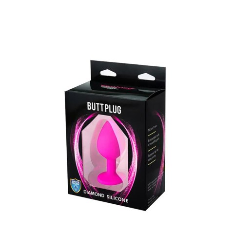 Pink medium butt plug with white crystal Pink medium butt plug with white crystal