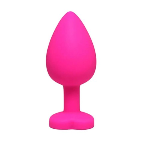 Pink medium heart-shaped butt plug with white crystal Pink medium heart-shaped butt plug with white crystal