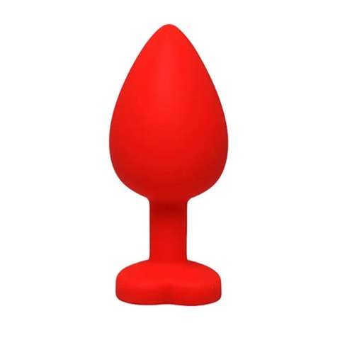 Red medium heart-shaped butt plug with white crystal Red medium heart-shaped butt plug with white crystal