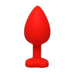 Red small heart-shaped butt plug with white crystal