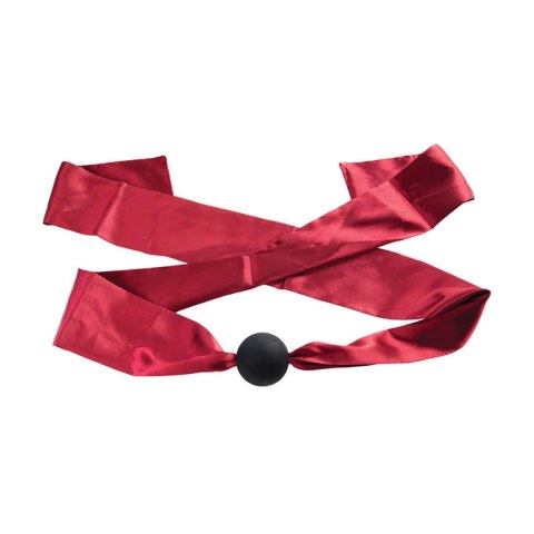 Silicone ball gag with satin straps. Silicone ball gag with satin straps.