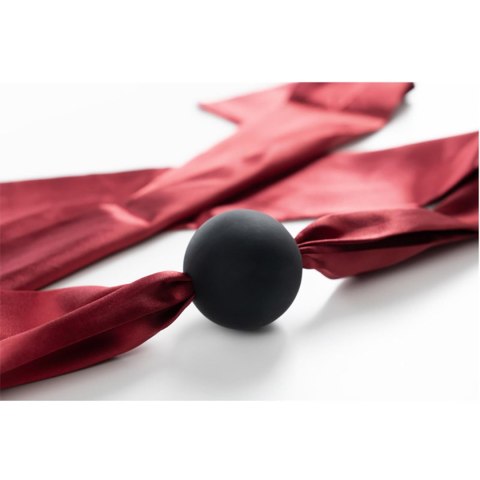 Silicone ball gag with satin straps. Silicone ball gag with satin straps.