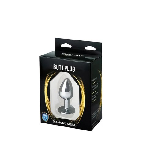 Silver Medium Butt Plug with Blue Diamond Silver Medium Butt Plug with Blue Diamond