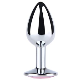 Silver Medium Butt Plug with Pink Diamond