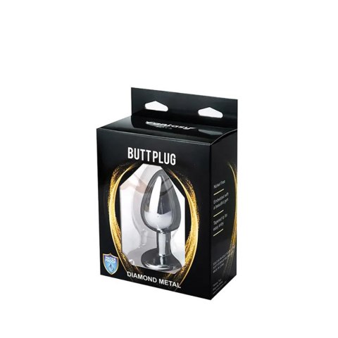 Silver Medium Butt Plug with White Diamond Silver Medium Butt Plug with White Diamond